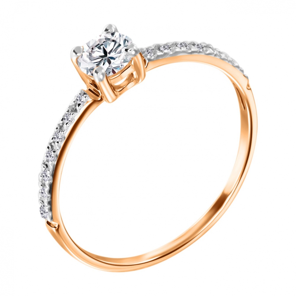 Кольцо 191844НГ диаметр 19,5 мм с бесцветными фиан