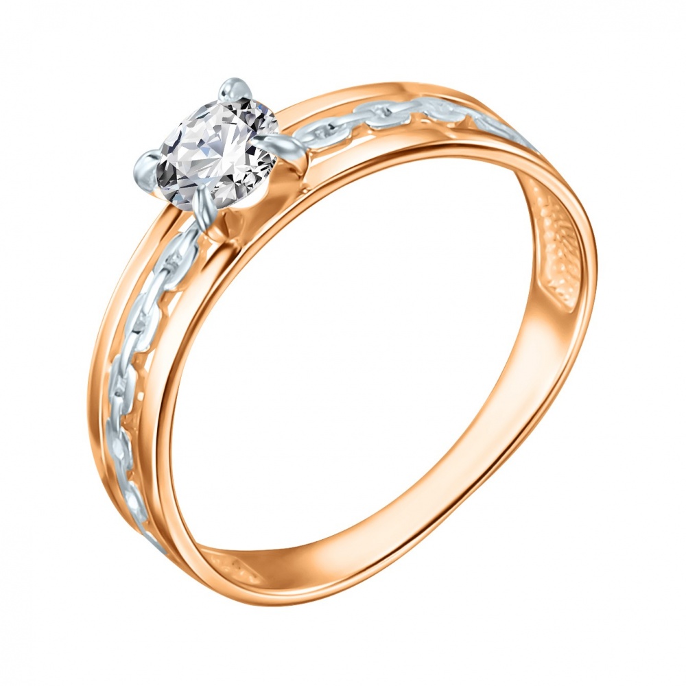 Кольцо КЛ-28 диаметр 20,0 мм с бесцветным фианитом