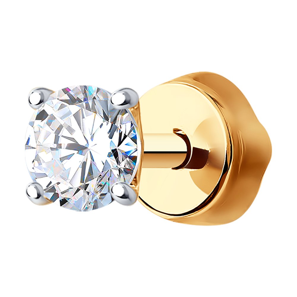 Серьга пусета литьевая 01-17 (моно) с бесцветными